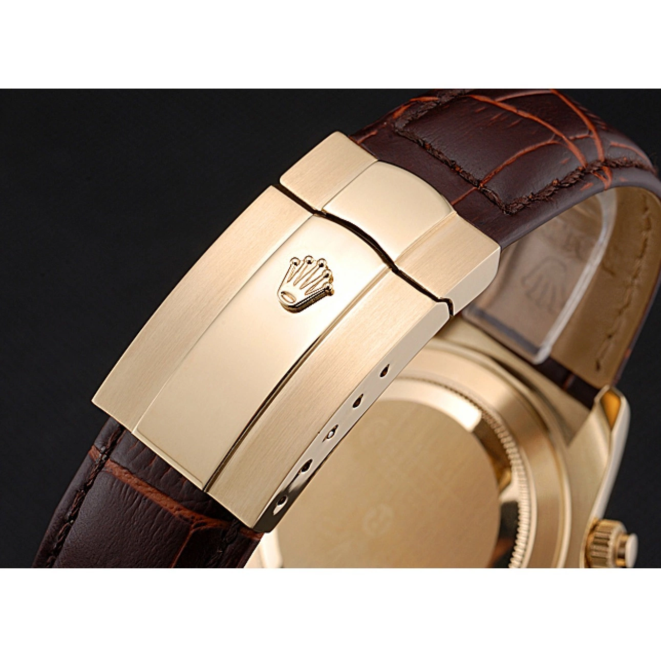 AAA replica watch Subdials Cosmograph Bracelet Daytona Leather Brown Gold 622634 Rolex Case Black 0820
